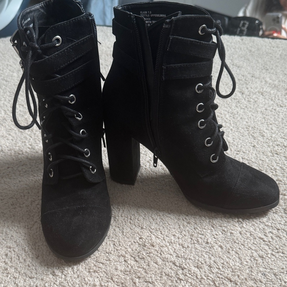 Madden Girl Black Lace-Up Ankle Boots